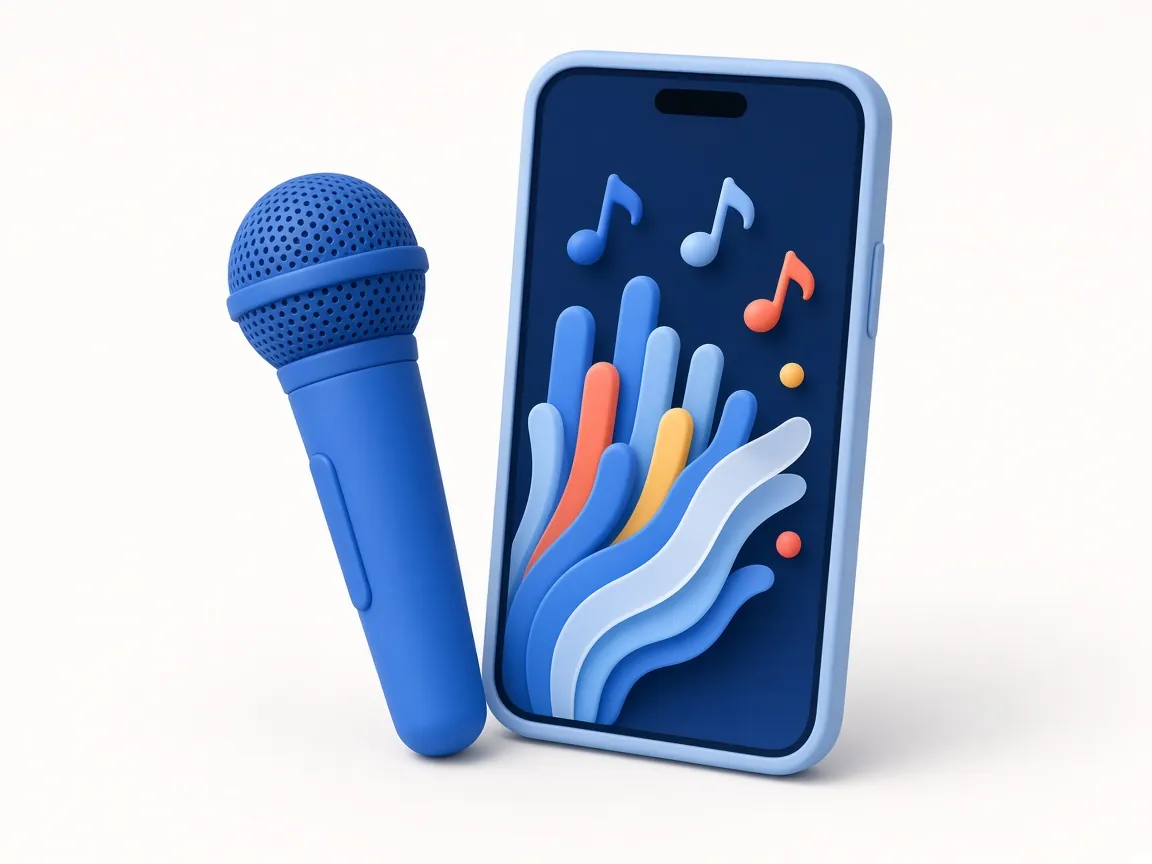 Illustrazione di un microfono e note musicali