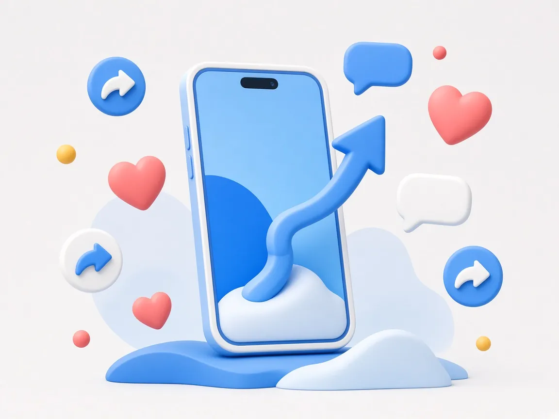 Illustrazione di un telefono, un cuore e una freccia di condivisione