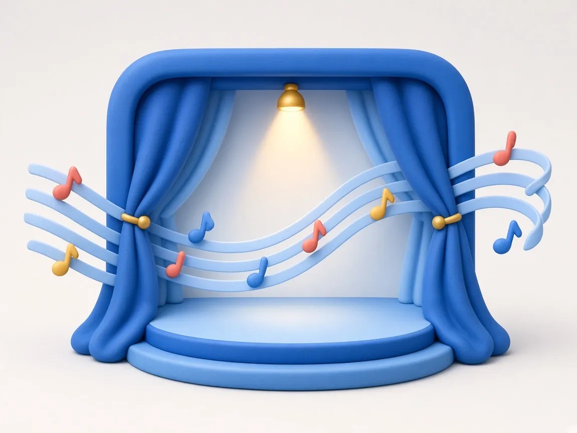 Illustrazione di un direttore d’orchestra e note musicali